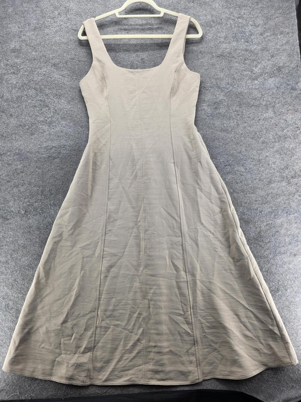 JOIE Dress Womens 6 Beige Fit & Flare Long Square Neck Polyester Lined